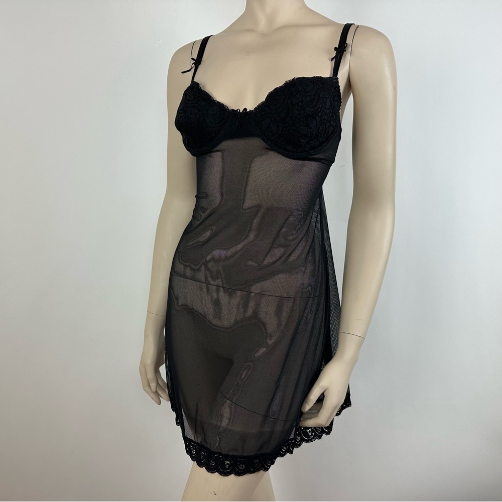 Brazilian Camisole Sleepwear Dress Size S-M Womens Black See Through Mad…
